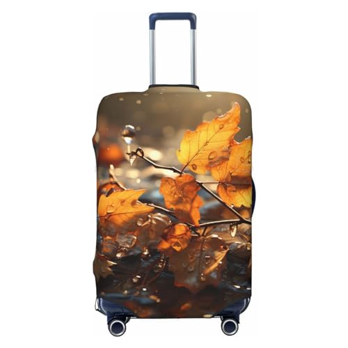 CSGJMYGS Reisegepäckabdeckung, elastisch, waschbar, modisch, kratzfest, Herbstblätter, Koffer-Schutz, passend für 45,7 - 81,3 cm Gepäck, Schwarz , XL