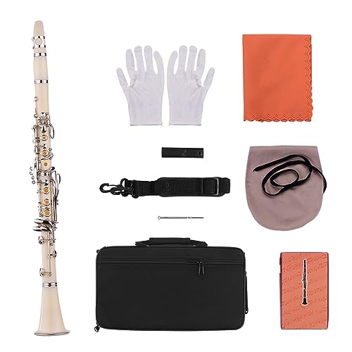 klarinetten 17 Tasten ABS-Klarinette Bb-Flachhorn Mit Trageinstrument Aus Holz (Color : White)