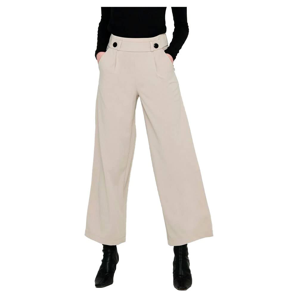 JDY Damen JDYGEGGO New Long Pant JRS NOOS Hose, Chateau Gray/Detail:Black Buttons, M/30