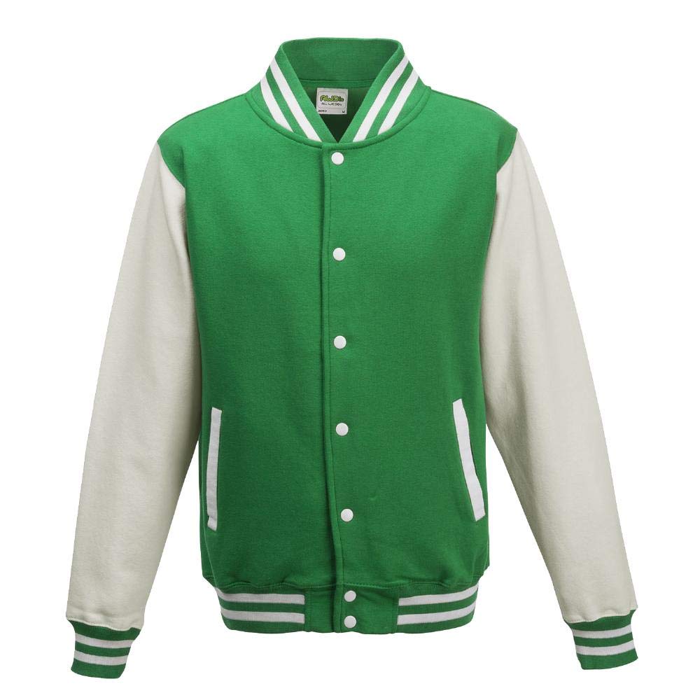 Just Hoods College Jacke 'Varsity Jacket, Kelly Green/White, L