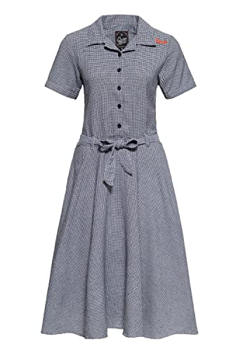 Queen Kerosin Damen Swing Kleid | A-Linie | Workwear| Midi-Kleid | Midi Länge | Hahnentrittmuster| Blusenkleid