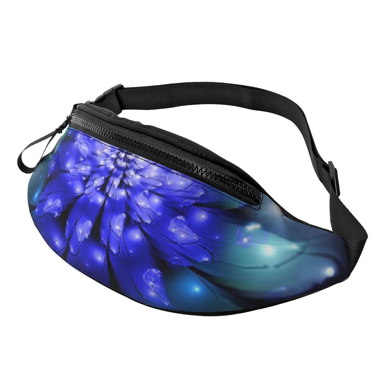 HSJFS Hüfttasche mit Seestern-Muschel-Motiv, Blau, Holz auf Strandlandschaft, bedruckt, modisch, verstellbarer Gürtel, lässige Brusttasche, Fantasy Blue Flower, Einheitsgröße