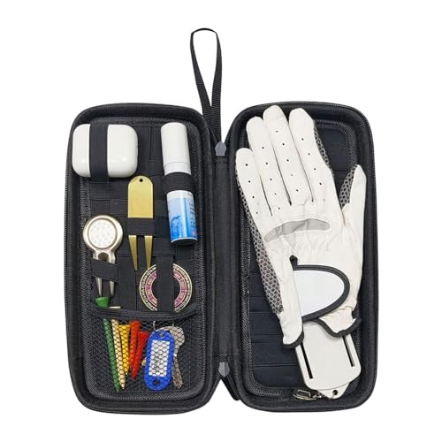 Golf-Handschuh-Halter, Hartschalen-Tasche, Handschuh-Schutz, Organizer, Golf-Zubehör-Halter, Halter mit aufsteckbaren Aufbewahrungsfächern und Haken, Handschuhformer für Handy, Tees,