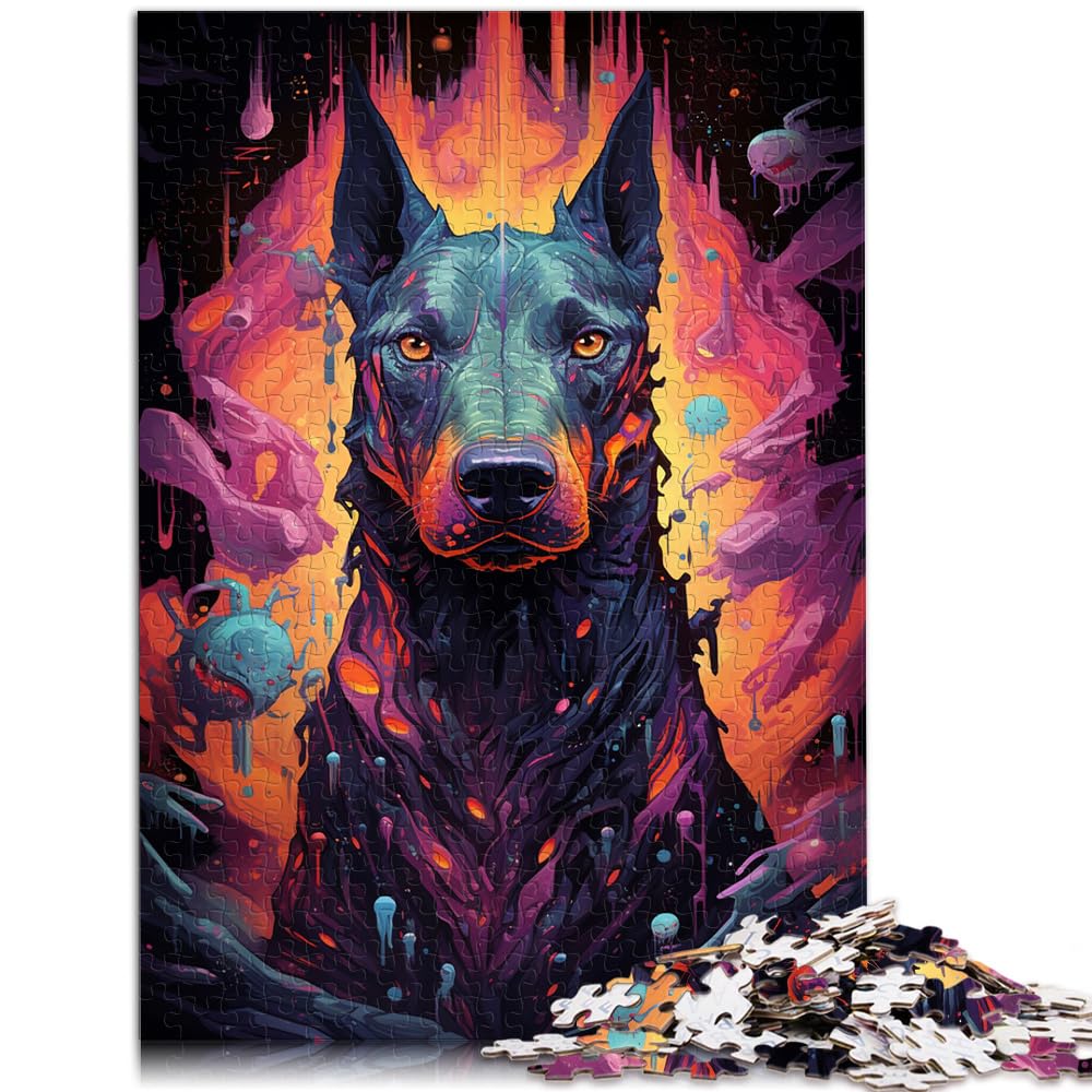 Spielzeug-Puzzle Future Bunte psychedelische Dobermann-Illustrationen Puzzles für Erwachsene 1000 Puzzle-Spielzeug Holzpuzzle Gutes Geschenk für 1000 Teile (50 x 75 cm)