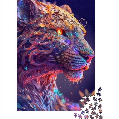 500 große Teile Puzzle für Erwachsene, Cosmic Art Leopard, Holzpuzzle, Puzzles für Erwachsene, Teenager, Familienspiele, Weihnachts- und Geburtstagsgeschenke, 52 x 38 cm