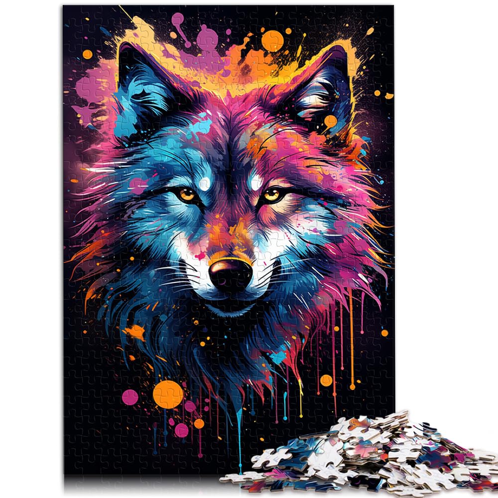 Puzzle | Puzzles Farbiges Fantasy-Wolf-Kunstpuzzle für Erwachsene, 1000 Teile, Holzpuzzle für anspruchsvolles Puzzlespiel und Familienspiel, 1000 Teile (50 x 75 cm)