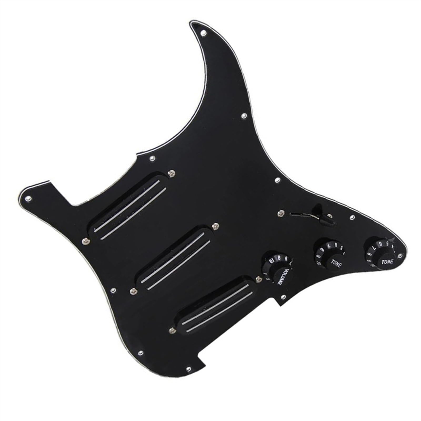 Standard-Pickguard-Tonabnehmer Schwarze 3-lagige SSS-Dual-Rail-Tonabnehmer mit vorverdrahteten Gitarren-Schlagbrettern für 11-Loch-E-Gitarre