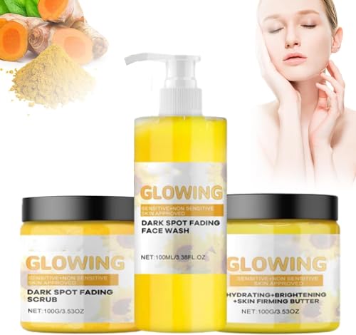 Glow Combo-Hautpflegeset, 3-in-1-Kurkuma-Combo-Hautpflegeset, Kurkuma-Glow-Peeling, Glow-Butter Und Kurkuma-Glow-Gesichtswaschmittel, Natürliches Peeling Und Feuchtigkeitsversorgung (1 Set)