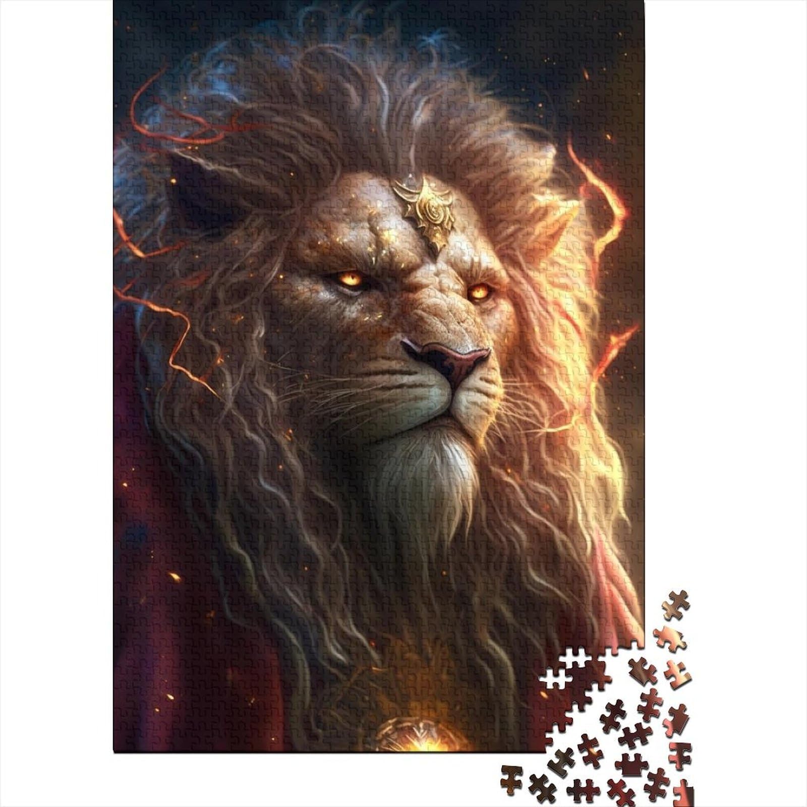 Thunder Lions Puzzle 1000 Teile für Erwachsene, Holzpuzzle, Puzzle für Erwachsene, Teenager, für Erwachsene, Puzzle-Geschenke, 75 x 50 cm