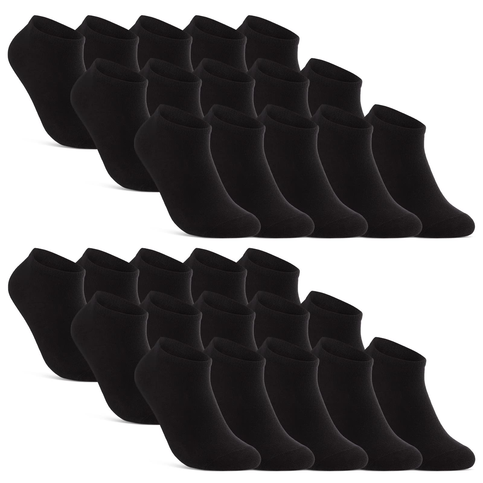 10 | 20 | 30 Paar Sneaker Socken Herren Damen Schwarz Weiß Grau Baumwolle 16900 (30x Schwarz 43-46)