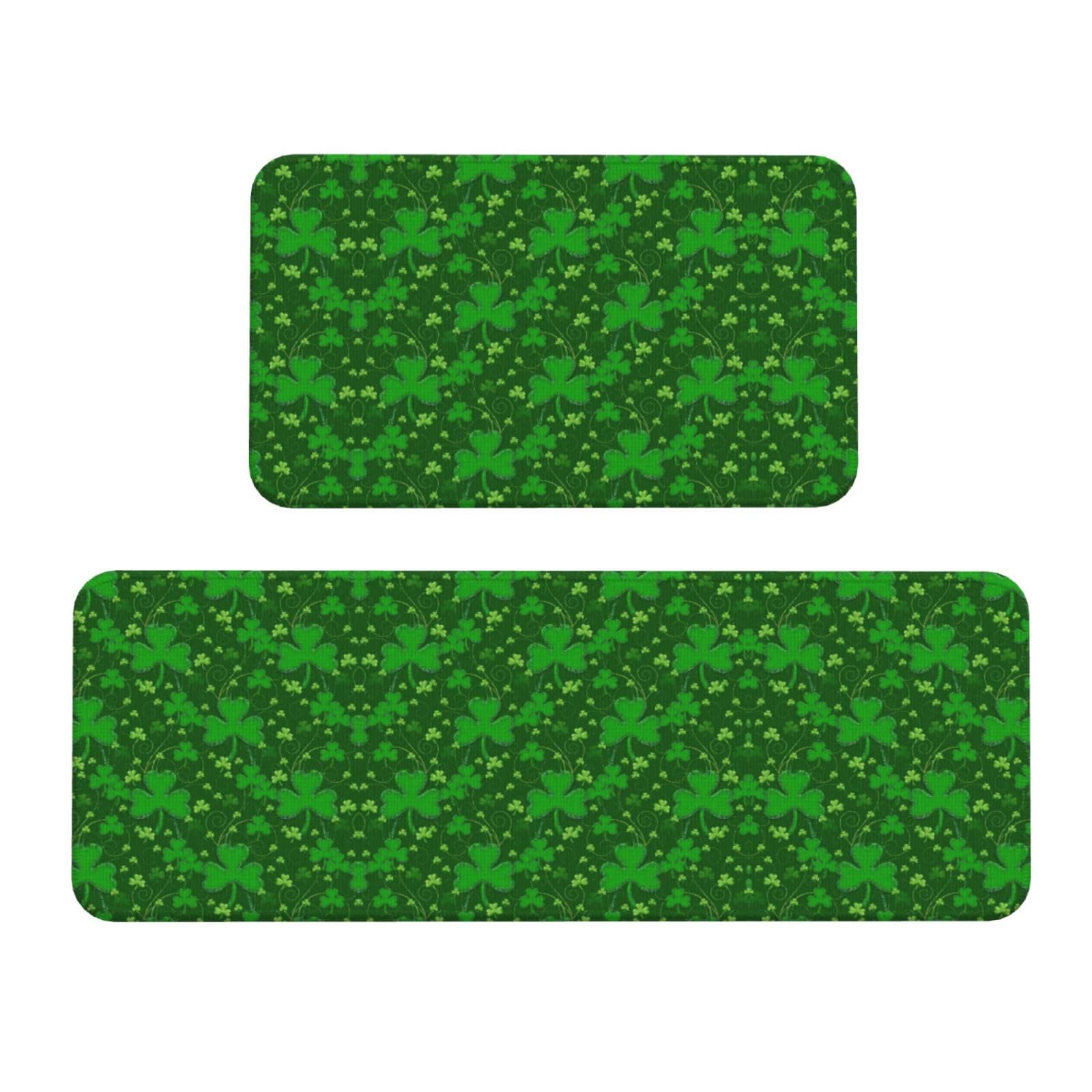 YQxwJL Background St. Patrick's Day Küchenmatte, Glitzer-Druck, 2-teilig, Küchenteppich-Set, rutschfest, wasserdicht, für Küche, Flur, Büro