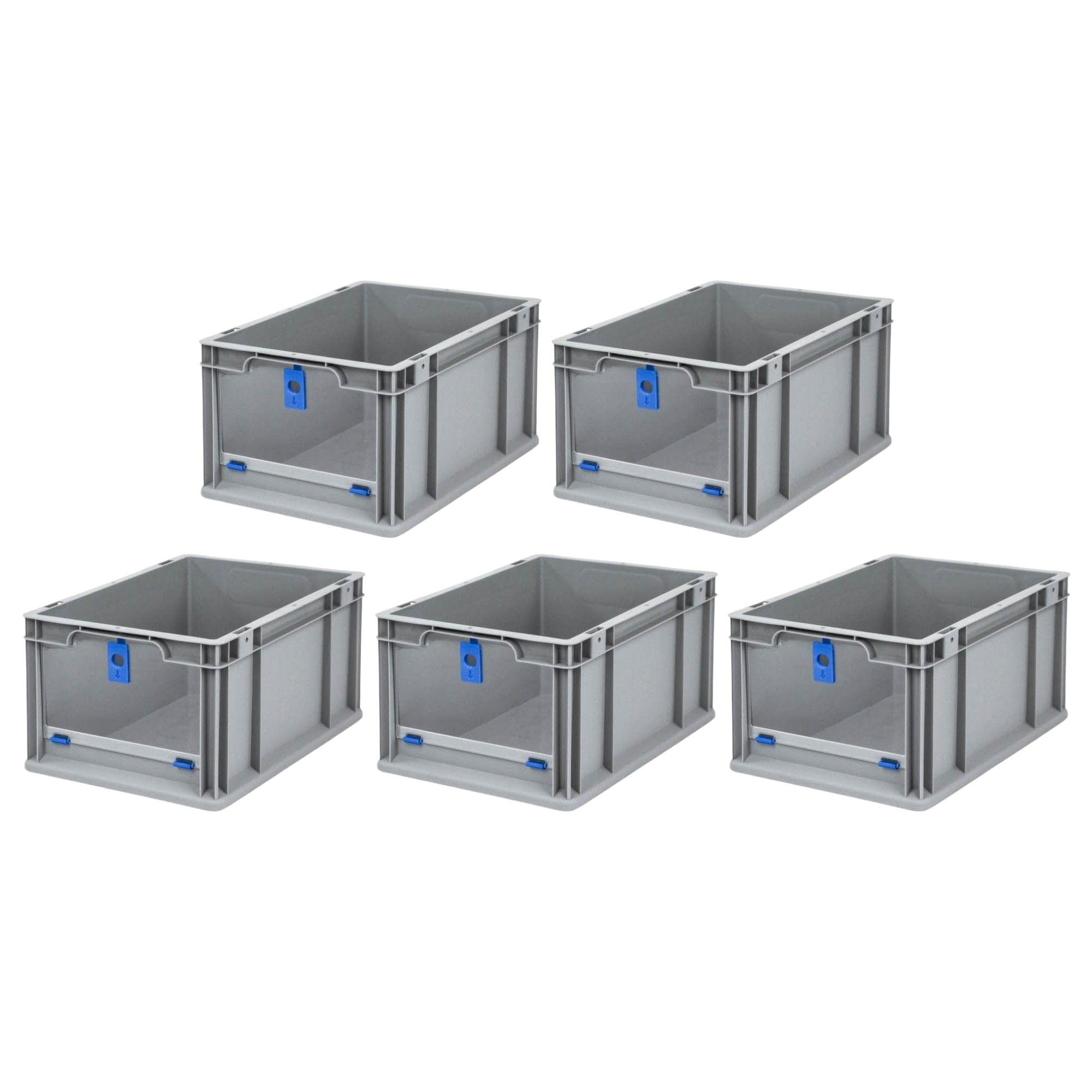 SparSet 5x Eurobox NextGen Insight Cover | HxBxT 22x30x40 | 20 Liter | Hoch/Blau | Eurobehälter, Transportbox, Transportbehälter, Stapelbehälter