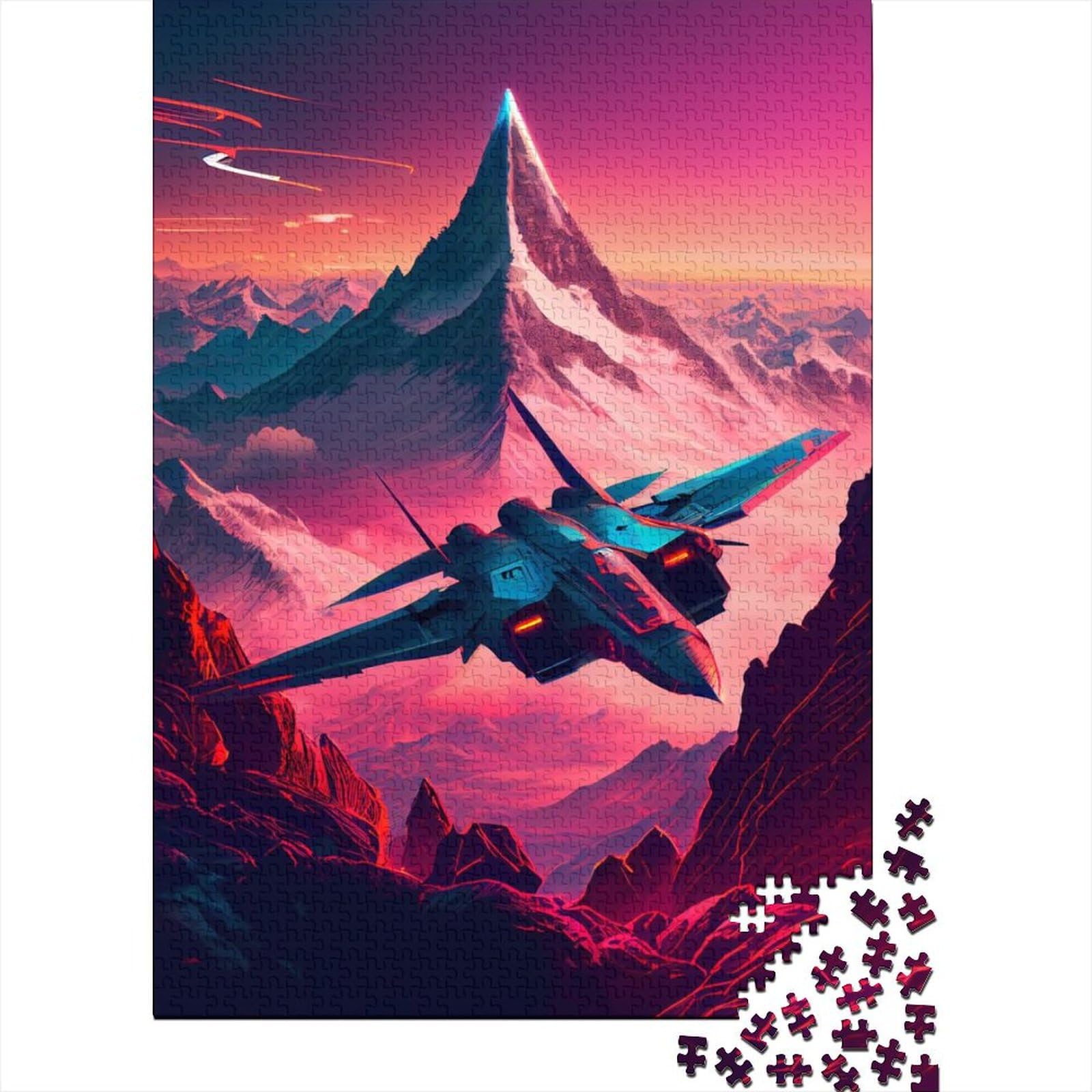 Synthwave Jet für Erwachsene 1000 Teile Puzzle 1000 Teile Puzzle für Erwachsene Puzzle für Erwachsene Lernspiel Herausforderungsspielzeug 29,53x19,69 Zoll