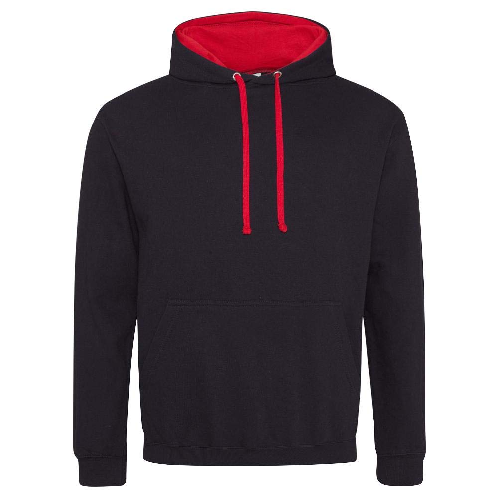 Just Hoods - Unisex Varsity Hoodie/Jet Black/Fire Red, 4XL