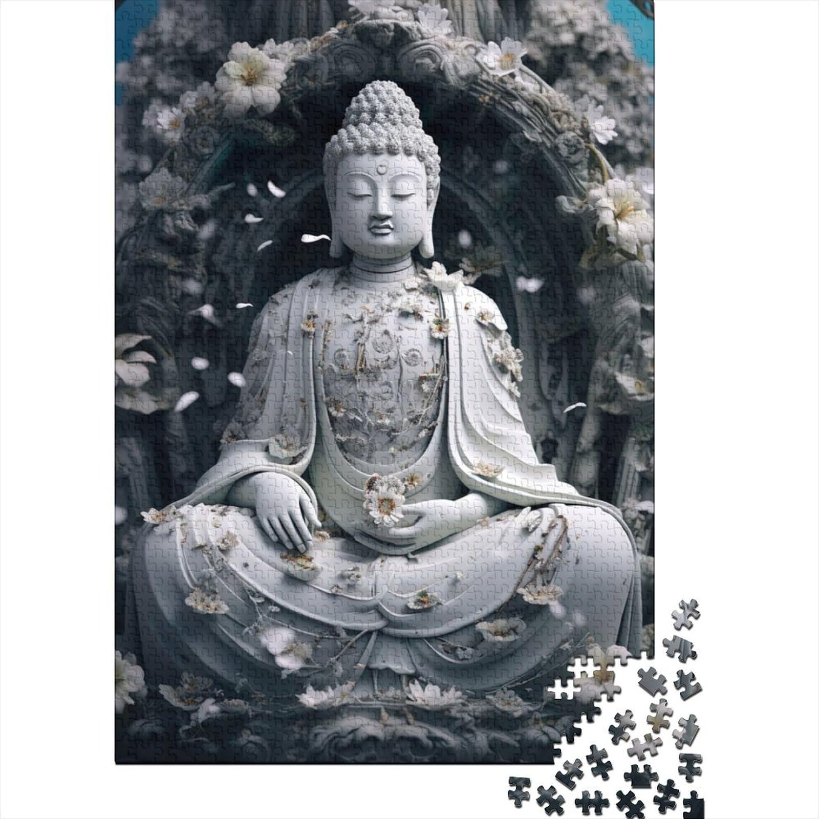 1000 Teile für Erwachsene, schwierige Puzzles, Sakura-Buddha, Holzpuzzles für Teenager, Geschenke, Holzpuzzles für Erwachsene und Teenager, 75 x 50 cm