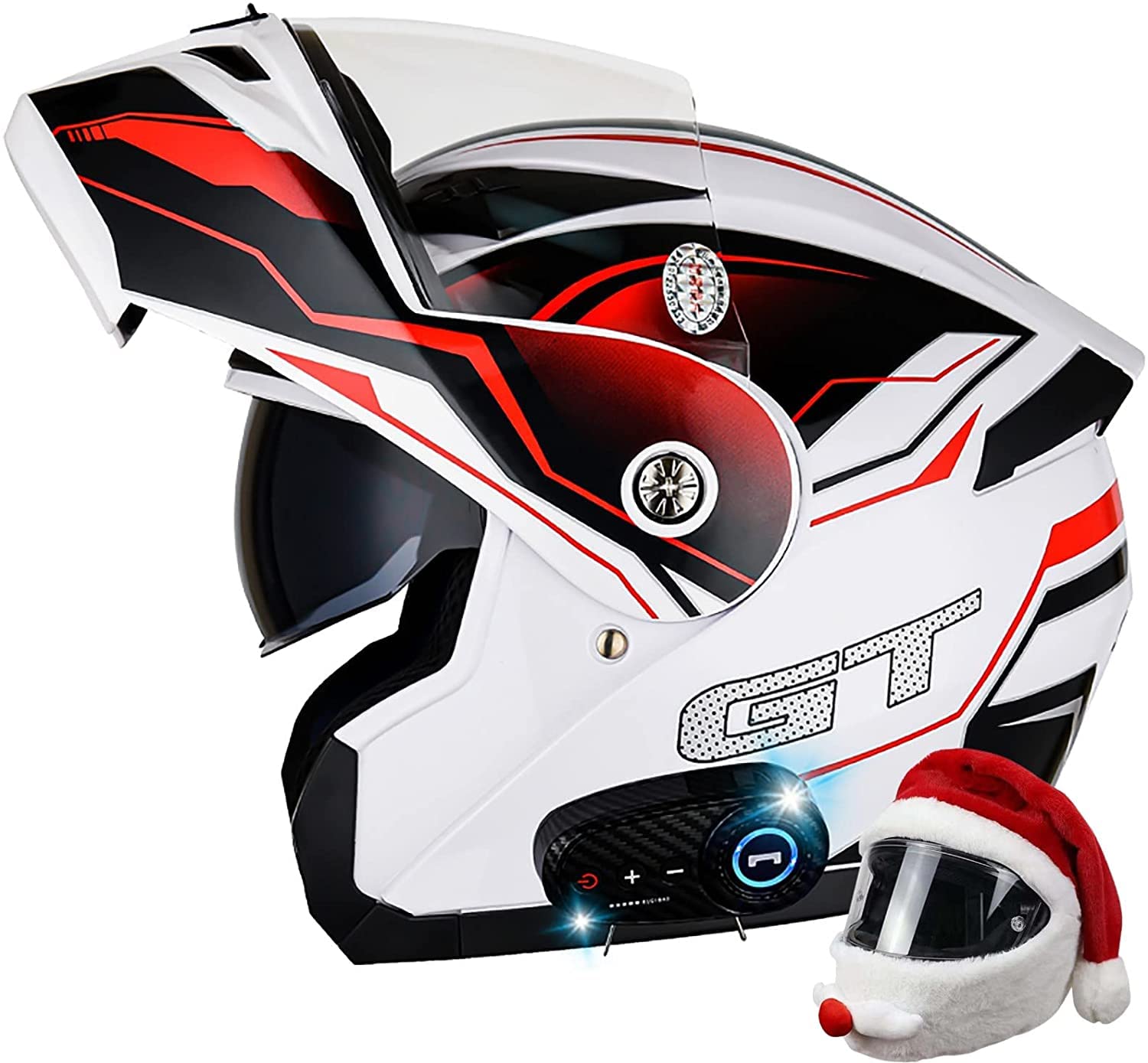 Motorradhelm Motorrad Bluetooth Klapphelme Helm,mit Doppelvisie Scooterhelm Chopperhelm Rollerhelm Modular Schutzhelm,Eingebautem Mikrofon Automatic Answer,DOT/ECE Zertifiziert