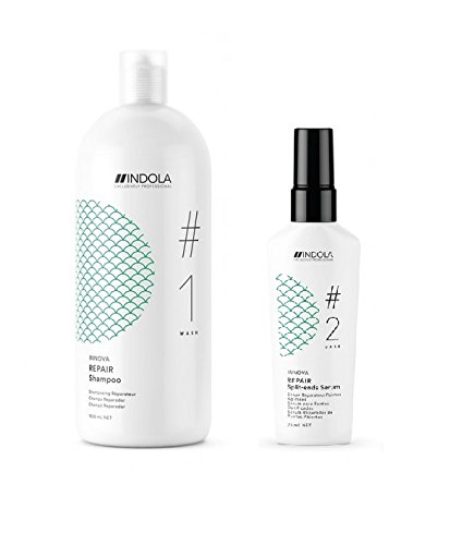 Indola Innova Repair Shampoo 1500 ml und Spliss wird vorgebeugt Serum 75 ml