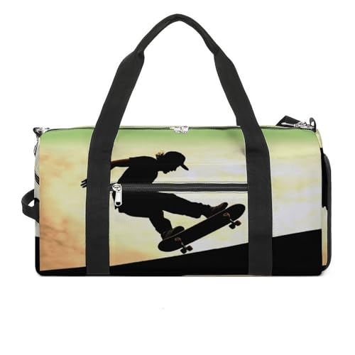 Reisetasche, Sporttasche, Skateboard-Druck, Sporttasche, Turnbeutel mit Schuhfach, Skateboard, Einheitsgröße, Skateboard, Einheitsgröße