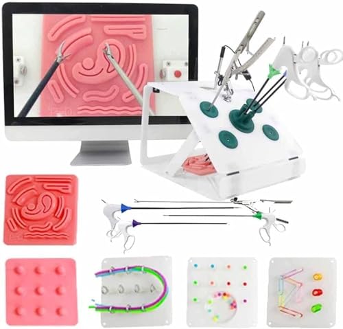 Laparoskopie-Trainerbox, laparoskopisches simuliertes Trainingsbox-Kit, komplettes Chirurgie-Trainingsset inklusive Instrumenten und Zubehör, für Ärzte und Studenten,Grün