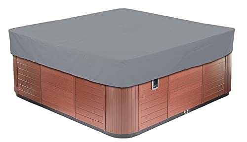 BaCover Outdoor Whirlpool Abdeckung, 210D Oxford-Gewebe Wasserdicht Spa Hot Tub Pool Abdeckun Quadratische Pool-Staubschut Mehrere Größen zur Auswahl,Grau,244x244x30cm