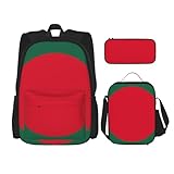 WURTON Flagge von Bangladesch Druck trendige Rucksacktaschen Lunchbox und Federmäppchen 3-in-1 verstellbares Rucksack-Set, schwarz, Einheitsgröße, Schwarz , Einheitsgröße