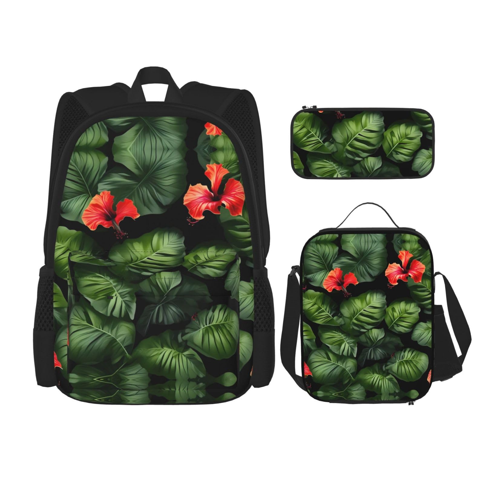 WURTON Reise-Lunchbox, Federmäppchen, Rucksack-Set, 3-teilig, verstellbare Riemen, leicht