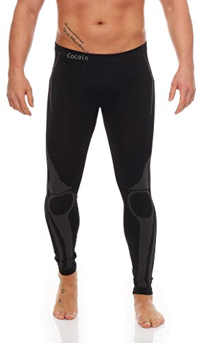 2 Stück Lange Herren-Thermo Unterhosen, Grösse L/ XL schwarz/grau, Skiunterhose, Funktionsunterwäsche, innen angeraut erstklassige Optik atmungsaktives Material gute Wärmeisolation ohne störende Nähte