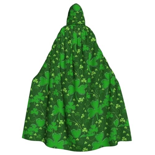 WURTON Hintergrund St. Patrick's Day Glitzer-Druck Elegance Kapuzenumhang für Halloween, Karneval, Mottopartys, Cosplays, Erwachsene, Unisex