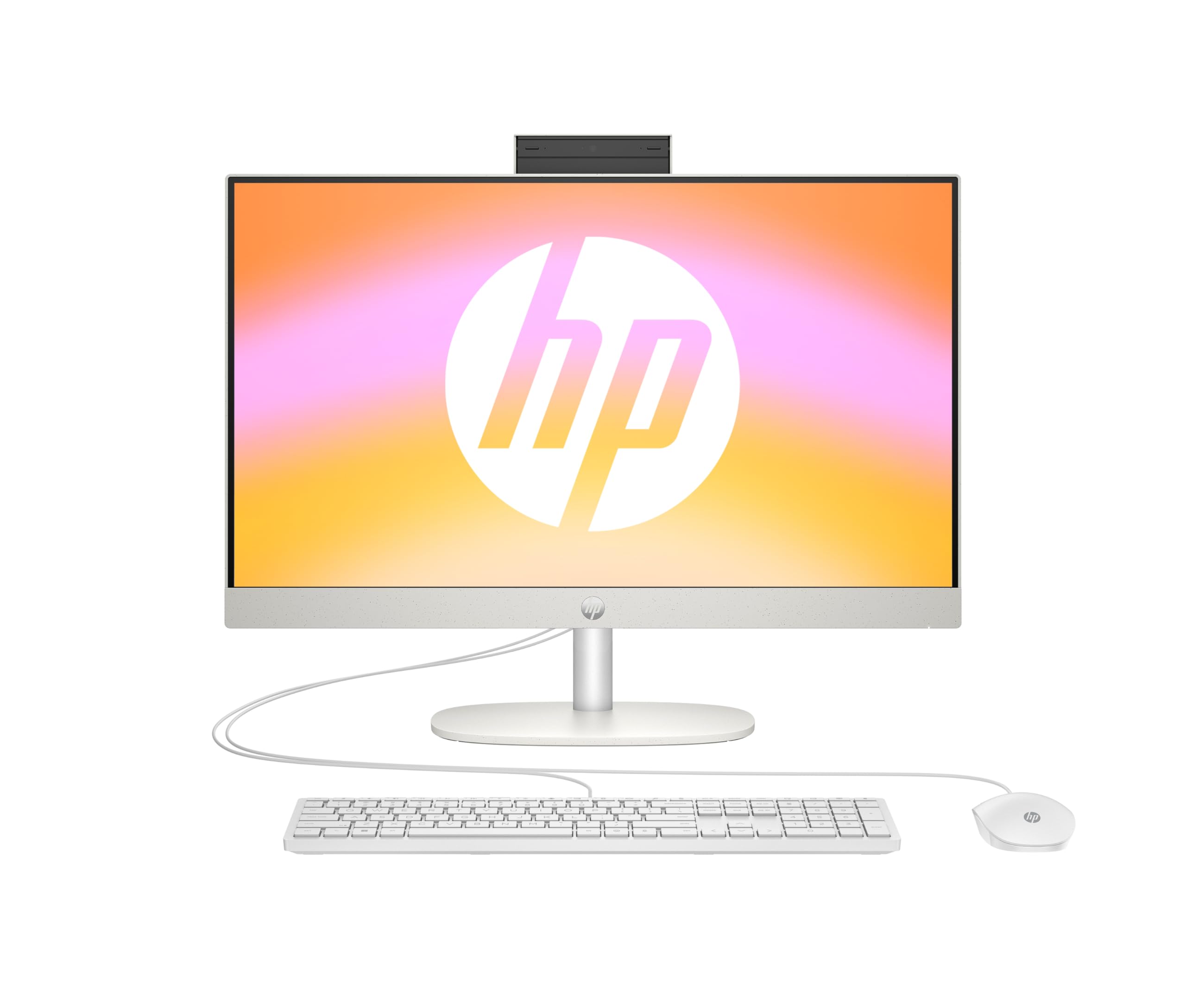 HP All-in-One Desktop-PC,23,8" FHD Display, AMD Ryzen 5 7520U, 8 GB DDR5 RAM, 512 GB SSD, AMD Radeon-Grafikeinheit, Windows 11 Home, QWERTZ, Weiß, [Exklusiv bei Amazon]