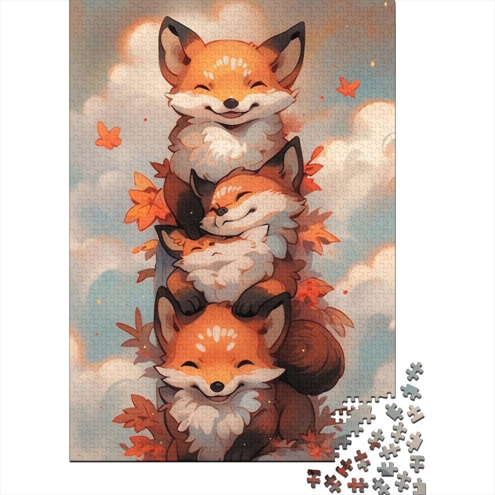 Kunstpuzzle für Erwachsene, 1000 Teile, Tierfuchs, lustige Puzzles für Erwachsene, 1000-teiliges großes Holzpuzzle für Erwachsene (Größe 29,53 x 19,69 Zoll)