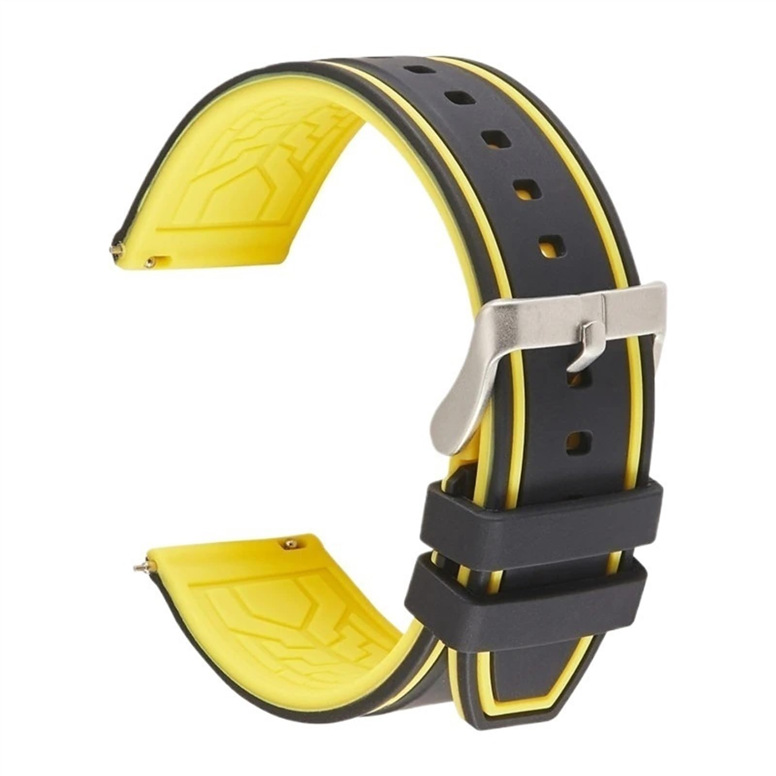 THBGTCNQ Weiches Silikon-Uhrenarmband mit Schnellverschluss, Gummiarmband for das Handgelenk, 20 mm, 22 mm, 24 mm, Herren und Damen, Sport-Ersatzarmbänder(Yellow,24mm)