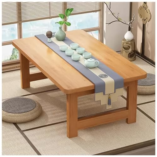 SnamicE Niedriger japanischer Bodentisch, Wohnzimmer-Couchtisch, für Wohnzimmer, Esszimmer, Tee, Heimdekoration (braun 120 x 40 x 30 cm) (Holzfarbe 60 x 40 x 30 cm)