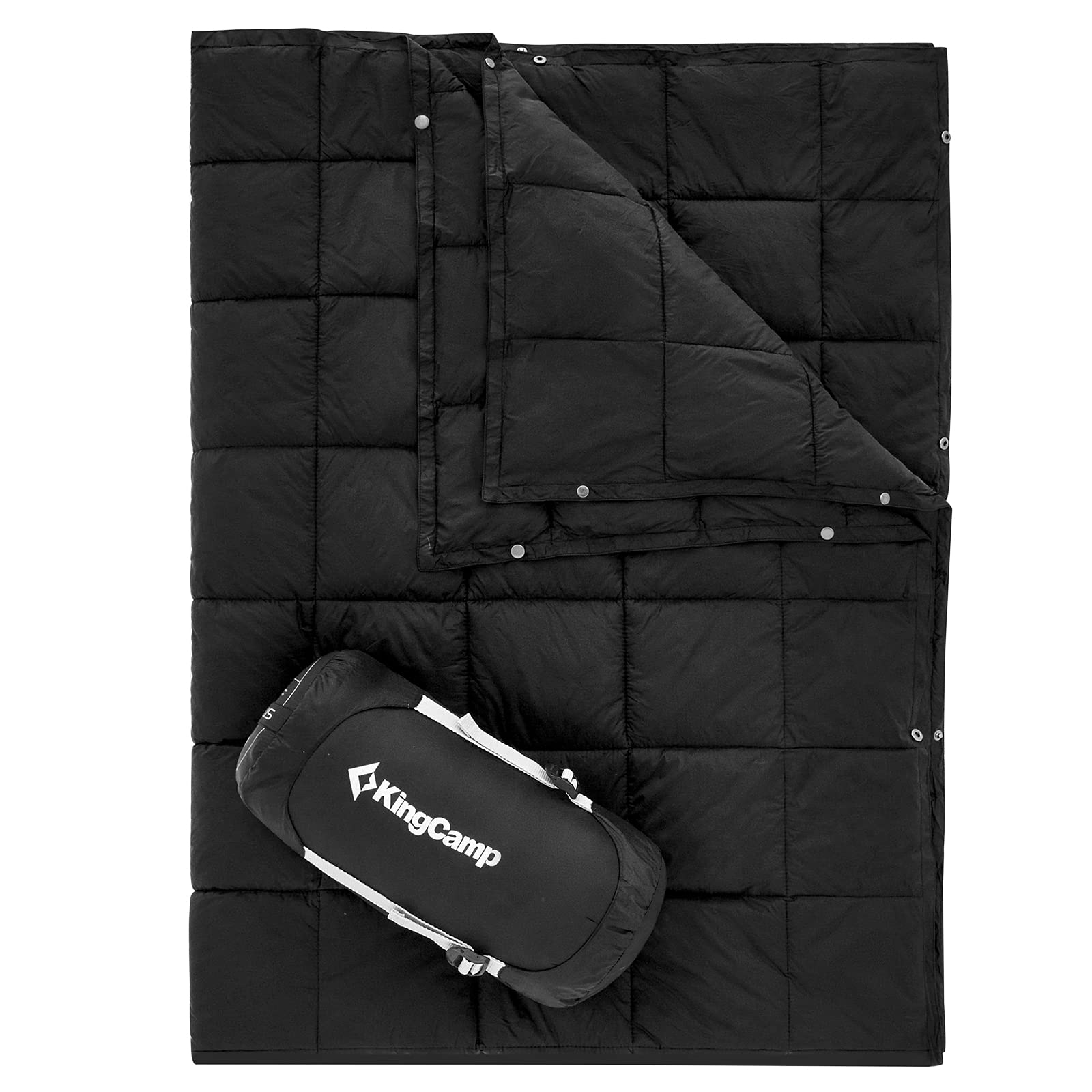 KingCamp Campingdecke, Thermodecke, Ultraleicht, multifunktional, warm, für Reisen, Outdoor, mit Druckknöpfen, leichte Schlafdecke für Wandern, Picknick, Zuhause, Auto, 152 x 203 cm