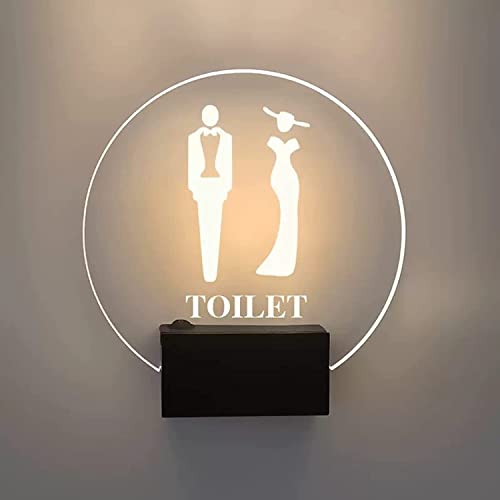 WC-Schild, männlich und weiblich, WC-Schild, Wandhalterung, Toilette, beleuchtetes Schild, 17,8 cm runde Badezimmerschilder für Büro, Geschäft oder Zuhause (D) (Farbe: D)