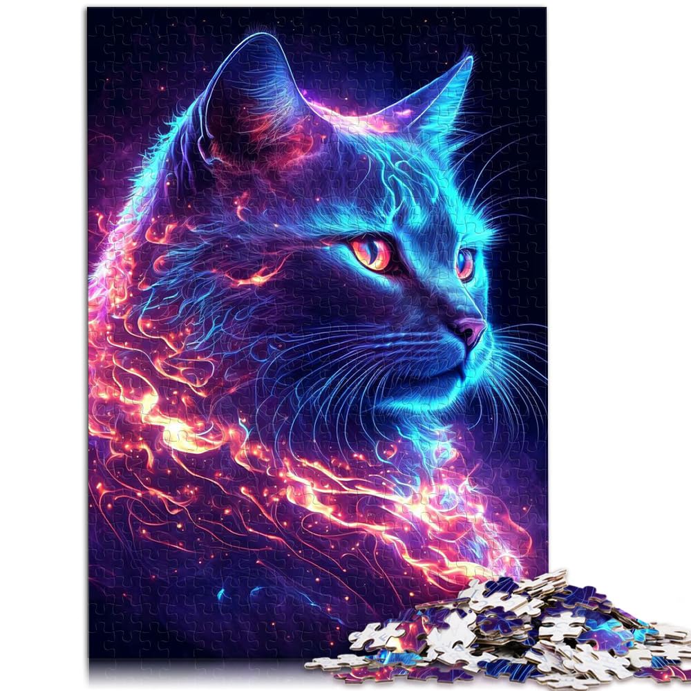 Puzzle Neon Cat 1000 Teile Puzzle Holzpuzzle Jedes Teil ist einzigartig - Anspruchsvolles Familienspaßspiel 1000 Teile (50 x 75 cm)