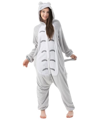 Katara 1744 - Katze Kostüm-Anzug Onesie/Jumpsuit Einteiler Body für Erwachsene Damen Herren als Pyjama oder Schlafanzug Unisex - viele Verschiedene Tiere