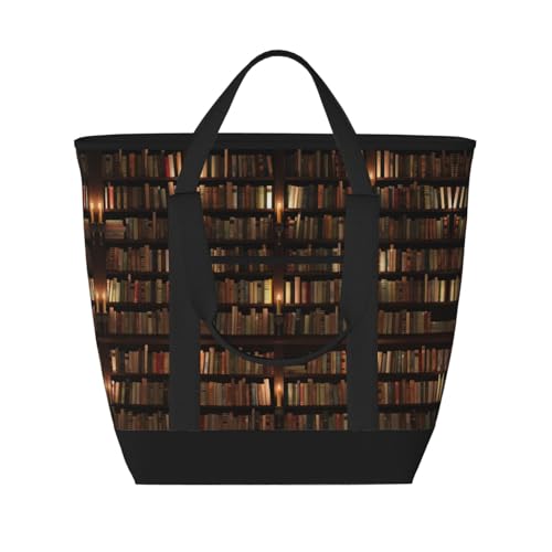 YQxwJL Bücherregal mit großem Fassungsvermögen, isolierte Lunchtasche, wiederverwendbare Einkaufstasche mit Reißverschluss, für Damen und Herren