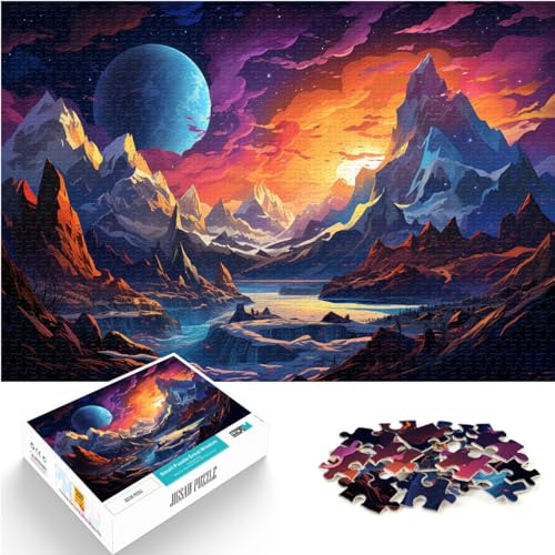 Puzzles als Geschenke, farbenfrohe psychedelische Landschaft, Puzzles 1000 Teile, Holzpuzzle, Familienspiel, Stressabbau, schwieriges Herausforderungspuzzle, 1000 Teile (50 x 75 cm)