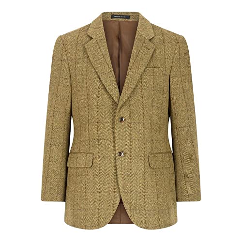 WALKER AND HAWKES Herren Country-Blazer - Klassische Jacke aus Windsor-Tweed - Helles Salbeigrün - Größe EU 58 (UK 48)