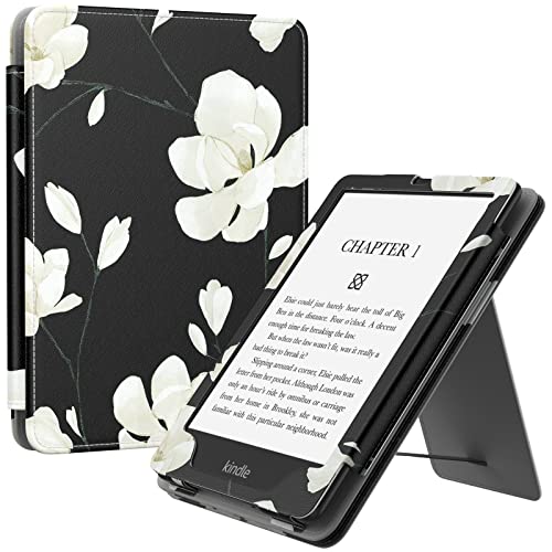 MoKo Hülle Kompatibel mit Kindle Paperwhite 11. Generation 2021, Slim PU Tablet Schutzhülle mit Auto Schlaf/Aufwach Handschlaufe für Kindle Paperwhite 6,8 Zoll, Signature Edition, Magnolie