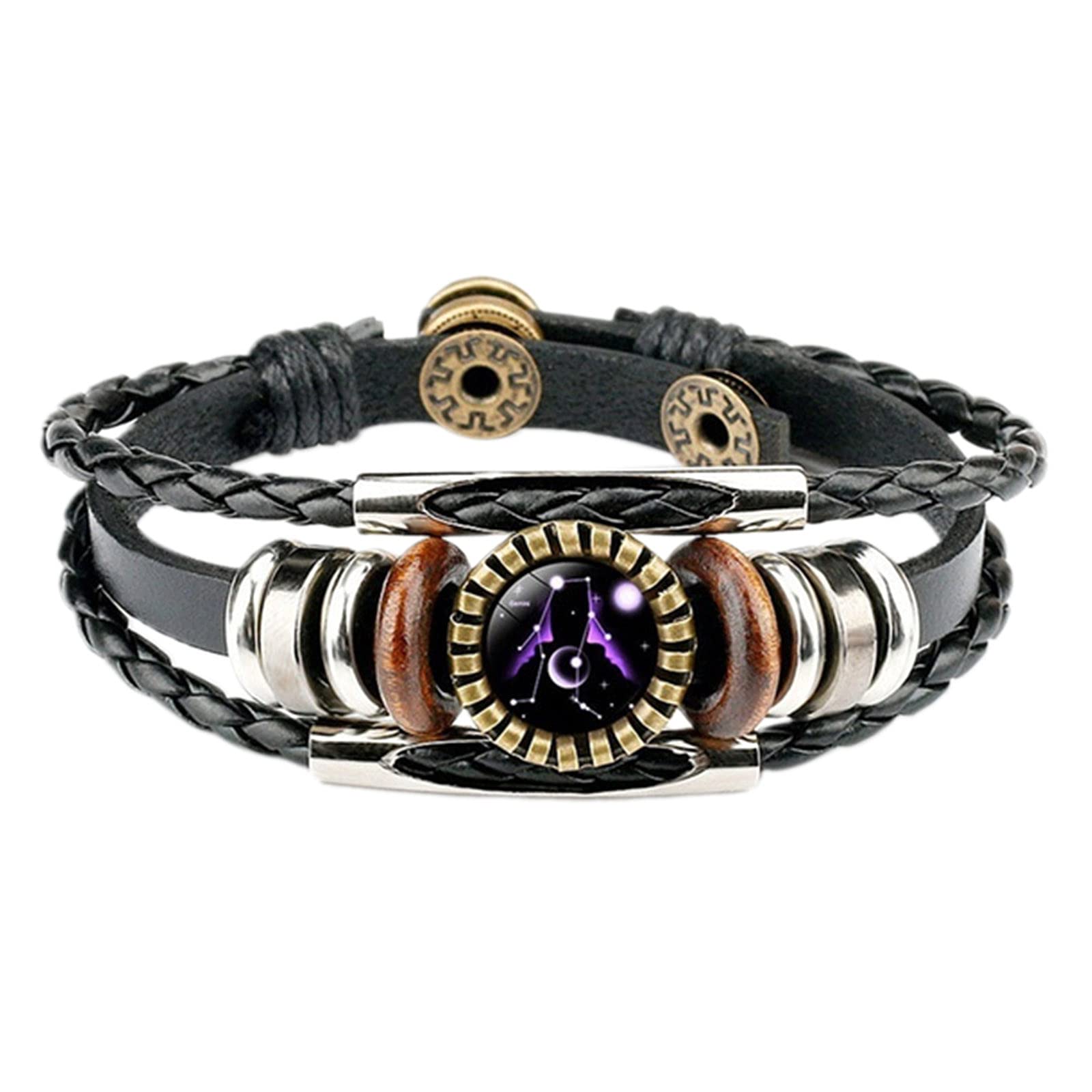 YIHANSS Armband 12 Sternbild-Armbänder für Frauen und Männer, Leder, Punk, Retro, verstellbares Kettenarmband, Modeschmuck, Accessoires, Damenschmuck (Farbe: XS, Größe: Einheitsgröße)