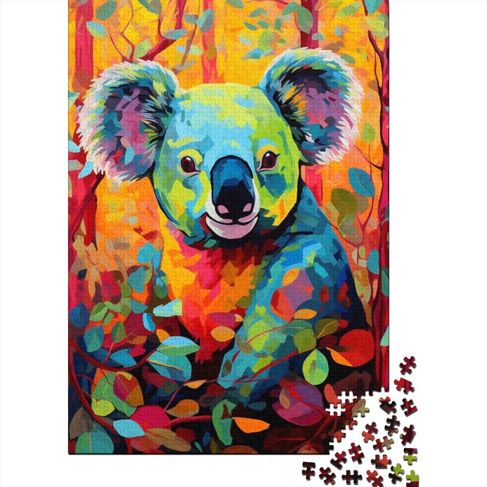 Graffiti-Koala-Puzzle aus Holz, Puzzle für Erwachsene und Jugendliche, 1000 Teile, Premium-Puzzle, Lernpuzzle, 75 x 50 cm