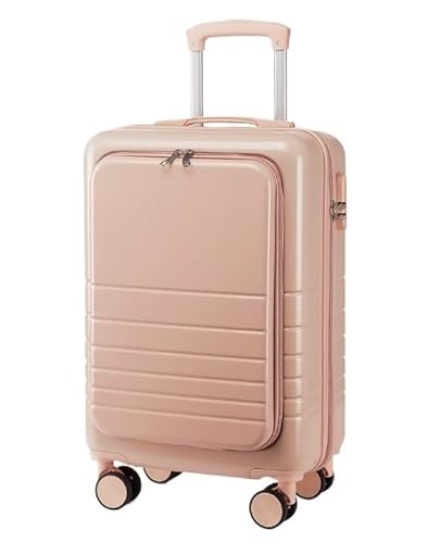 Koffer Trolley Reisekoffer Handgepäck, Von Der Fluggesellschaft Zugelassen, Leichter Koffer, Hartschalen-Reisegepäck Koffer Gepäck Rollkoffer (Color : Rosa, Size : 24in)