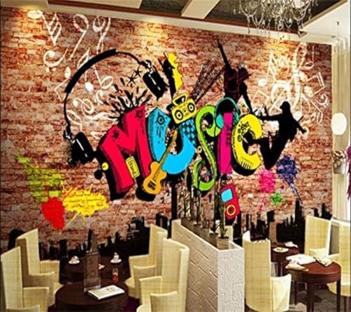 XLMING Handgemachtes Graffiti Musik Bar Cafe 3D Tapete Wohnzimmer Sofa Schlafzimmer Esszimmer Home Dekoration Wand-250cm×170cm