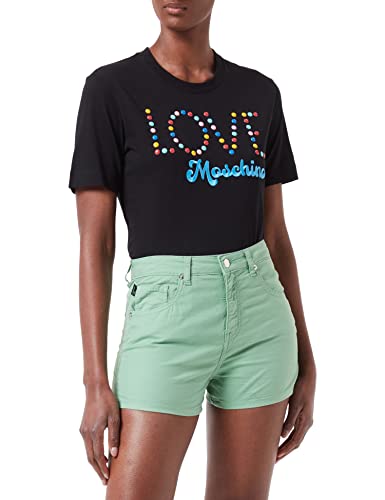 Love Moschino Womens Fancy Cotton-Linen Blend with Matching Logo Back Tag Lässige Shorts, Green, 40