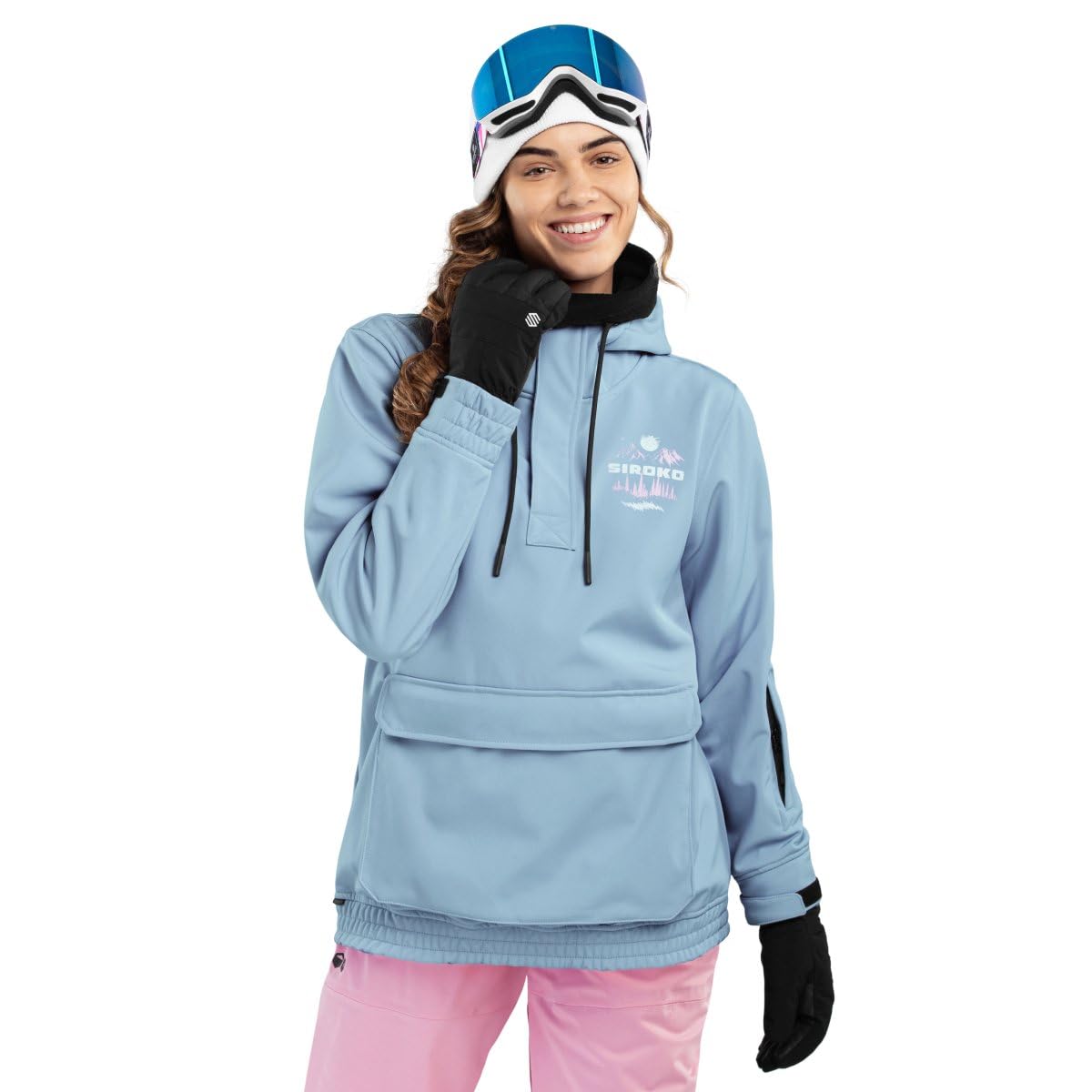 SIROKO - Snowboardjacke mit Kängurutasche für Damen W3-W Prags - S - Blau