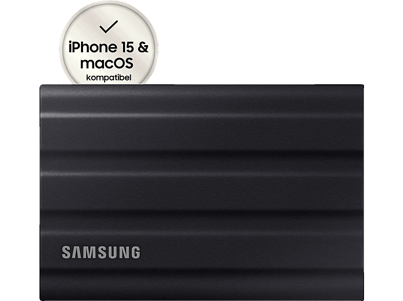 SAMSUNG Portable SSD T7 Shield PC/Mac Festplatte, 2 TB SSD, extern, Schwarz