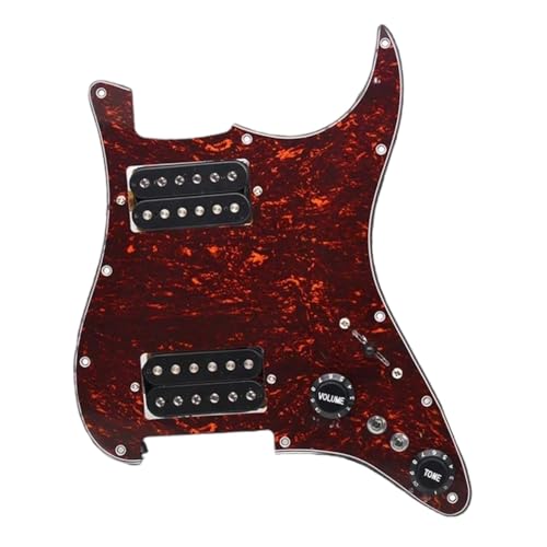 Schlagbrett Tonabnehmer für E Gitarre HH Loaded Pickguard 5 Vorverdrahtetes ST Pickguard Coil Splitting Pickguard Mit Humbucker Pickups Set(BK Red turtle shell)