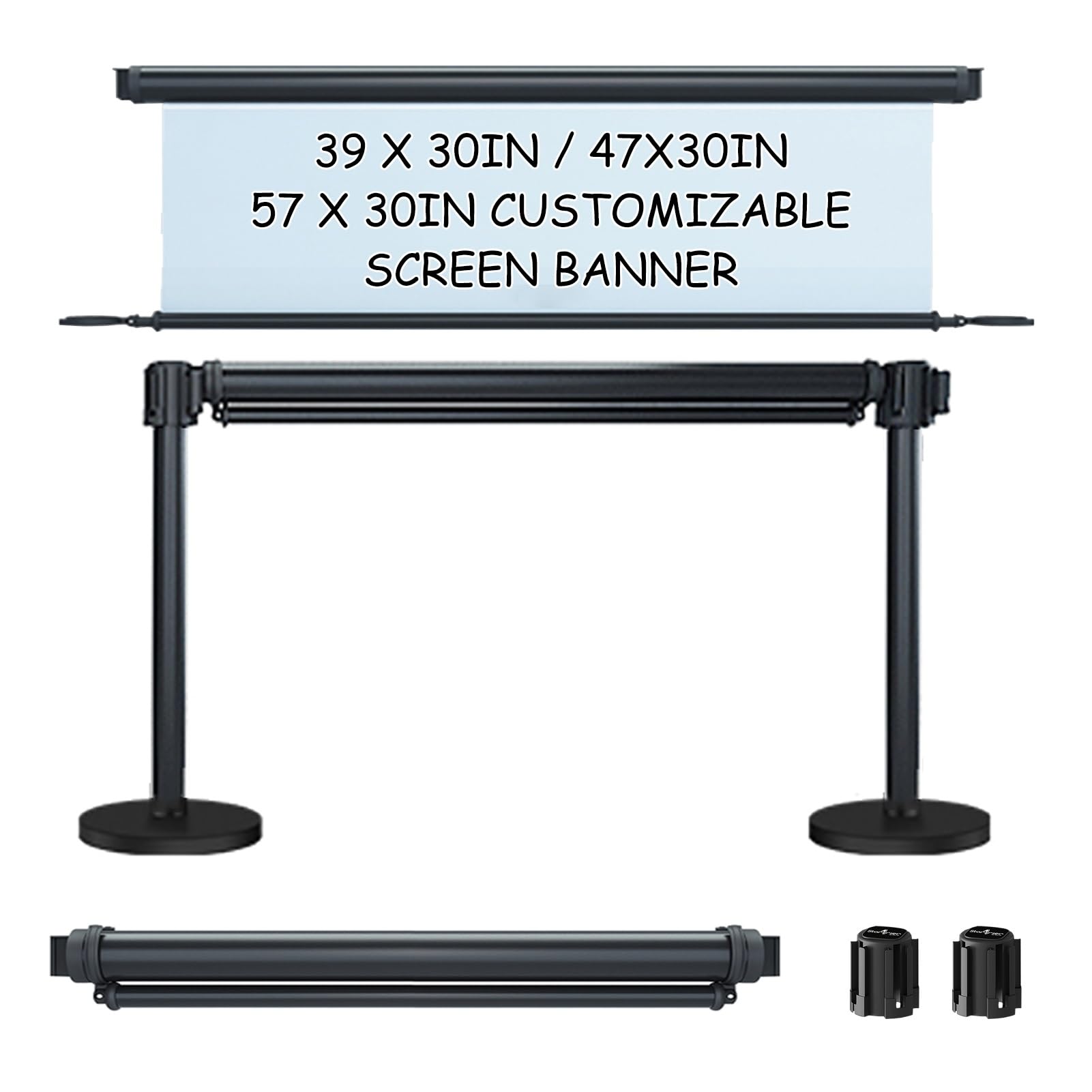 Absperrständer Einziehbare, Anpassbare Poster-Mengenkontrollstützen, Business-Banner mit Robuster Stütze aus Metall, Warteschlangen, Absperrungen, Menschenmengen, Trennwände ( Size : 100cm/3.3ft )