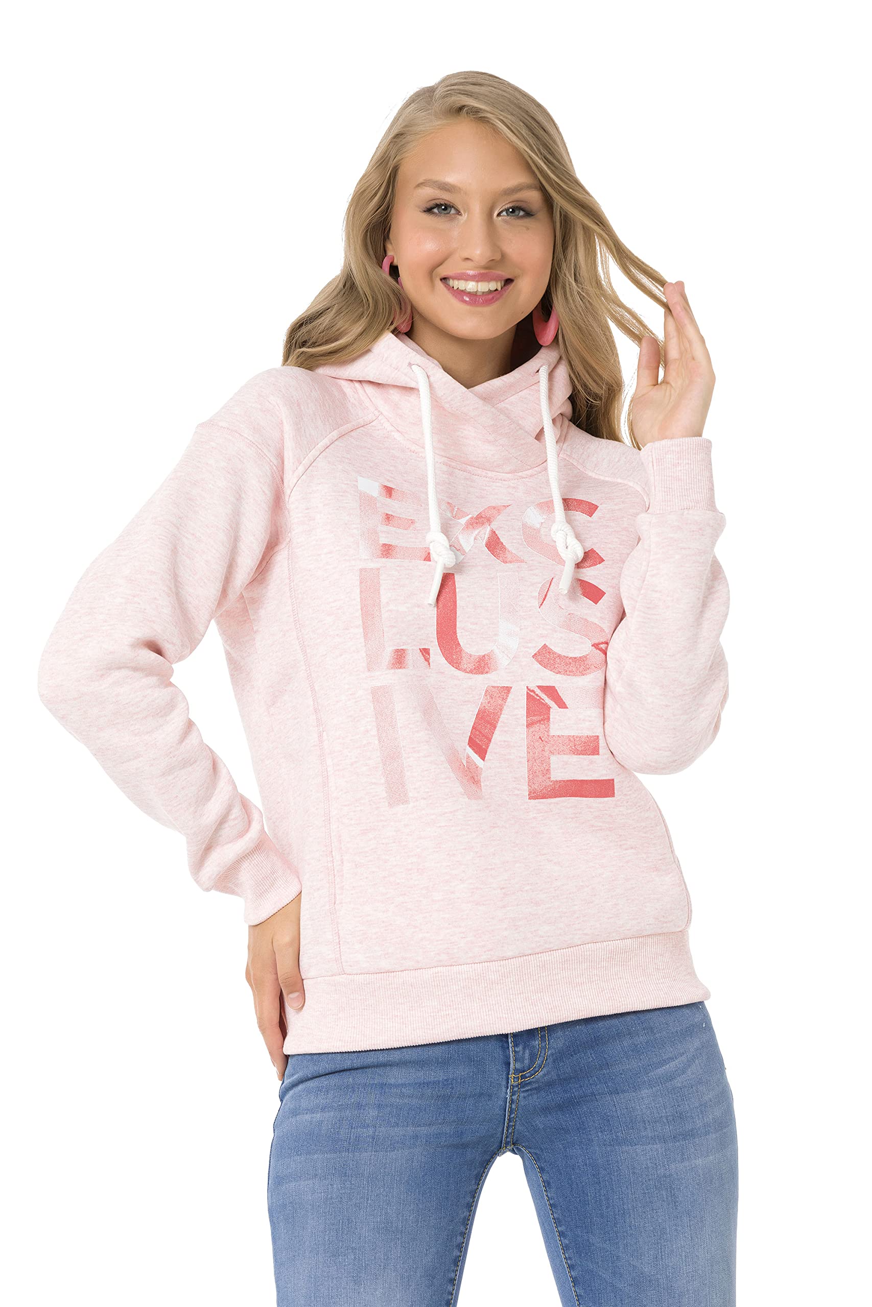 Cipo & Baxx Damen Sweatshirt Kapuzenpullover Hoodie Langarmshirt Sweater Print WL330 Pink S